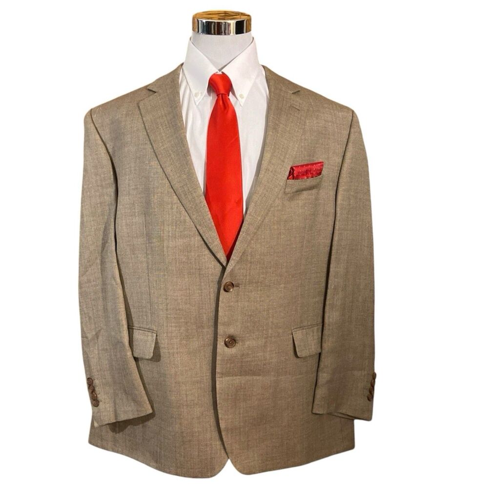 Ralph Lauren Blazer Mens Size 50 R Beige Wool Silk Linen Sport Coat Jacket